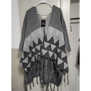 Sep by September 18‎ Cardigan Poncho Cape Womens One Size Gray/white